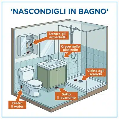in bagno si nascondono gli scarafaggi